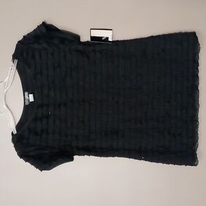 J.T.B. Black Ruffle Shirt Size L NWT